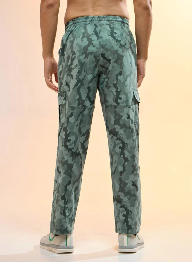 Technosport  Men Printed Straight Fit Sports Cargo Trackpants for Men | Best Price UAE